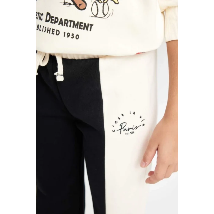 D0736 Renk Bloklu Beli Paçası Lastikli Jogger Eşofman Altı