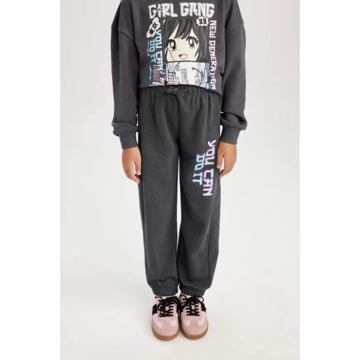 D0739 Baskılı Beli Paçası Lastikli Cepli Jogger Eşofman Altı