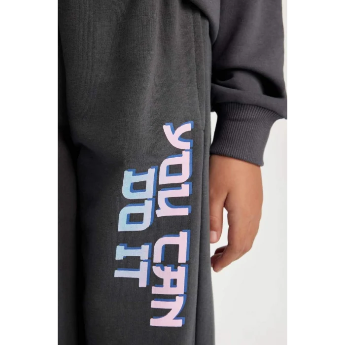 D0739 Baskılı Beli Paçası Lastikli Cepli Jogger Eşofman Altı