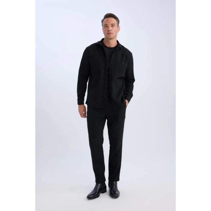 D1061 Relax Fit Polo Yaka Flanel Uzun Kollu Gömlek