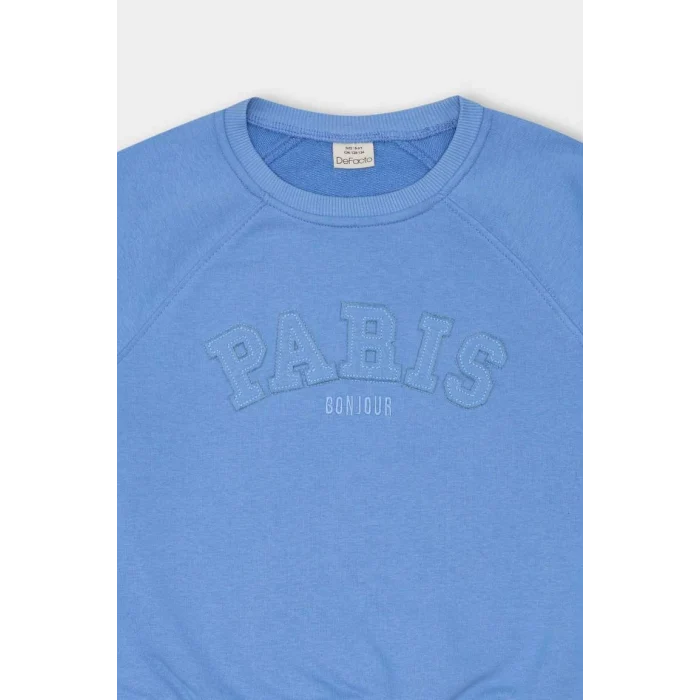 D1100 Oversize Fit Slogan Baskılı Sweatshirt