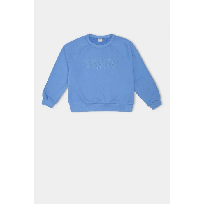 D1100 Oversize Fit Slogan Baskılı Sweatshirt