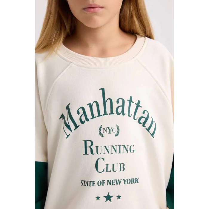 D1106 Oversize Fit Slogan Baskılı Sweatshirt