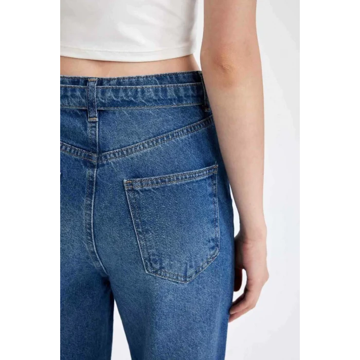 D1336 90s Wide Leg Yüksek Bel Geniş Paça Uzun Jean Yıkamalı Pantolon