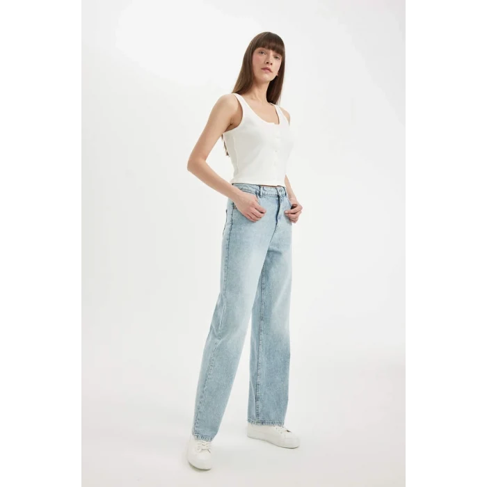 D1445 90s Wide Leg Jean Yıkamalı Pantolon