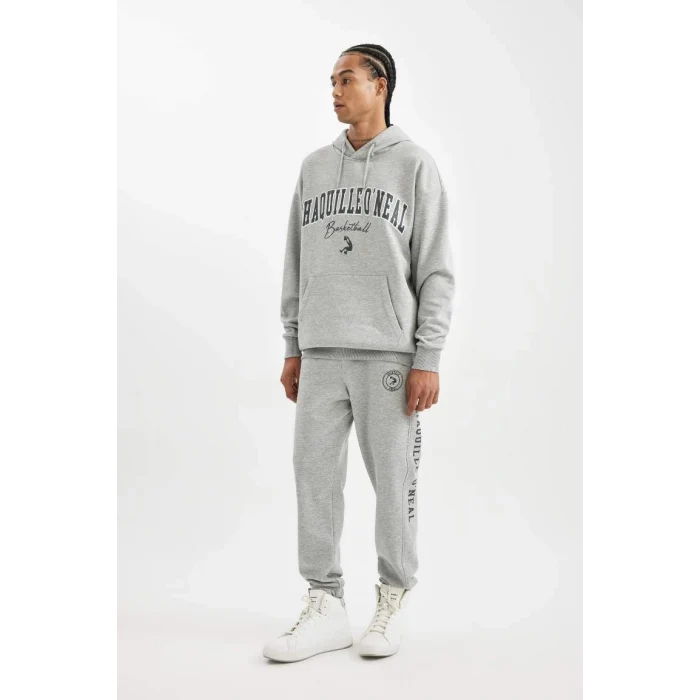 D1556 DeFactoFit Shaquille ONeal Gri Standart Fit Normal Kesim Cepli Uzun Paça Jogger Eşofman Altı