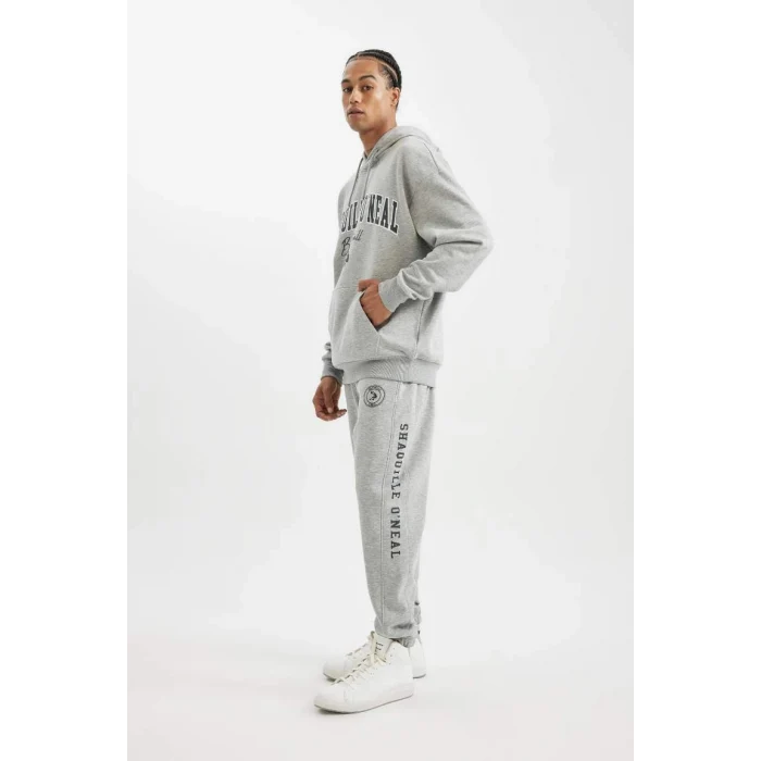 D1556 DeFactoFit Shaquille ONeal Gri Standart Fit Normal Kesim Cepli Uzun Paça Jogger Eşofman Altı