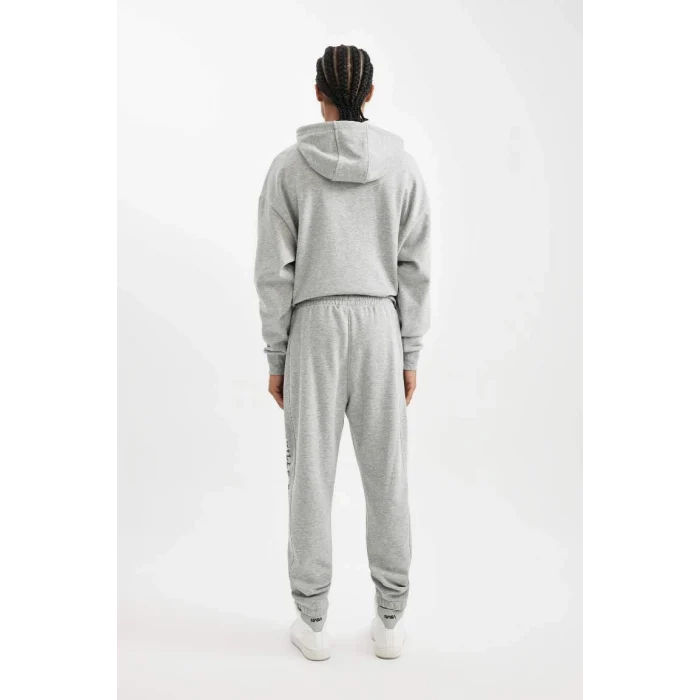 D1556 DeFactoFit Shaquille ONeal Gri Standart Fit Normal Kesim Cepli Uzun Paça Jogger Eşofman Altı