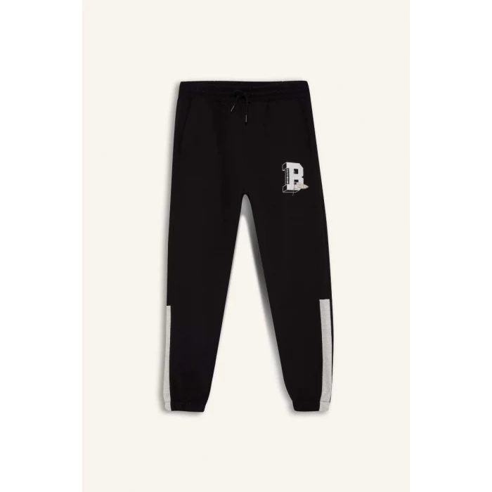 D1562 DeFactoFit NBA Boston Celtics Standart Fit Beli Bağcıklı Cepli Jogger Eşofman Altı