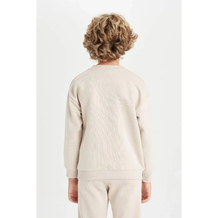 D1645 Oversize Geniş Kalıp Bisiklet Yaka Kalın Okul Sweatshirt