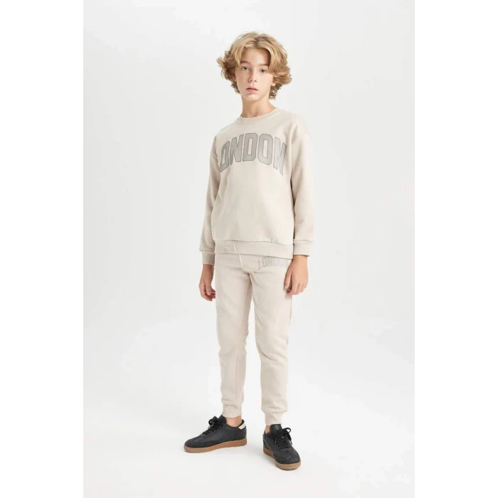D1645 Oversize Geniş Kalıp Bisiklet Yaka Kalın Okul Sweatshirt