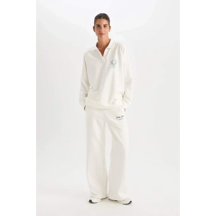 D1699 Oversize Fit Polo Yaka Sweat Shirt