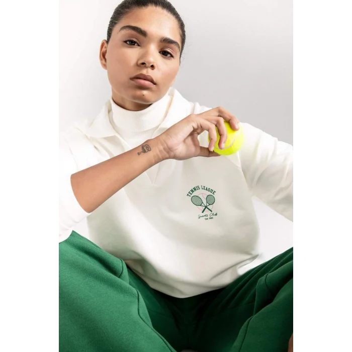 D1699 Oversize Fit Polo Yaka Sweat Shirt