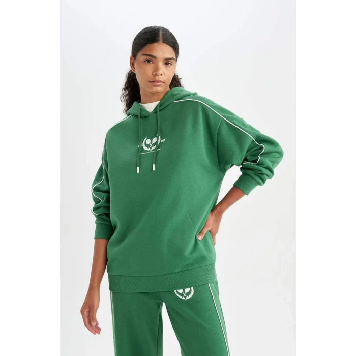 D1700 Oversize Fit Kapüşonlu Sporcu Sweatshirt