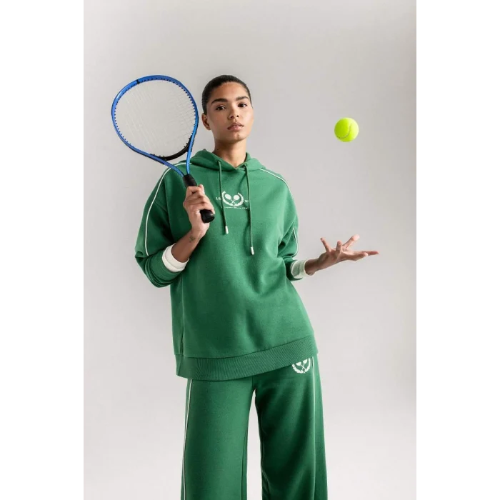 D1700 Oversize Fit Kapüşonlu Sporcu Sweatshirt