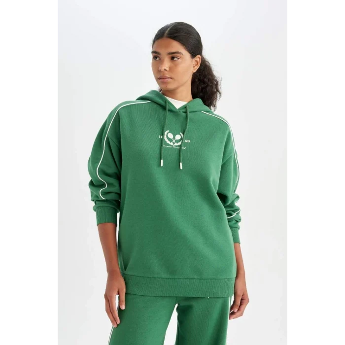 D1700 Oversize Fit Kapüşonlu Sporcu Sweatshirt