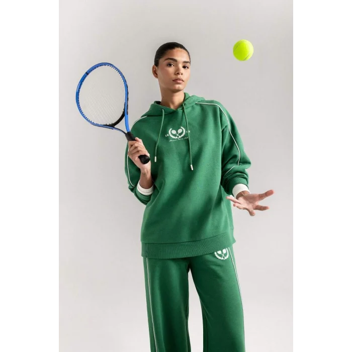 D1700 Oversize Fit Kapüşonlu Sporcu Sweatshirt