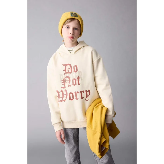 D1908 Oversize Fit Kapüşonlu Kalın Sweatshirt