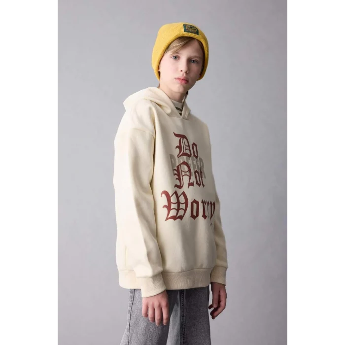 D1908 Oversize Fit Kapüşonlu Kalın Sweatshirt