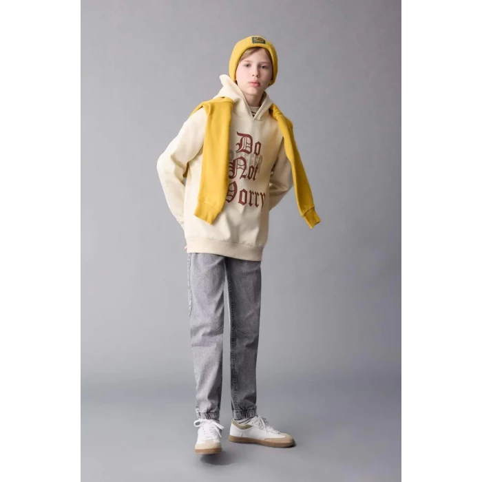 D1908 Oversize Fit Kapüşonlu Kalın Sweatshirt