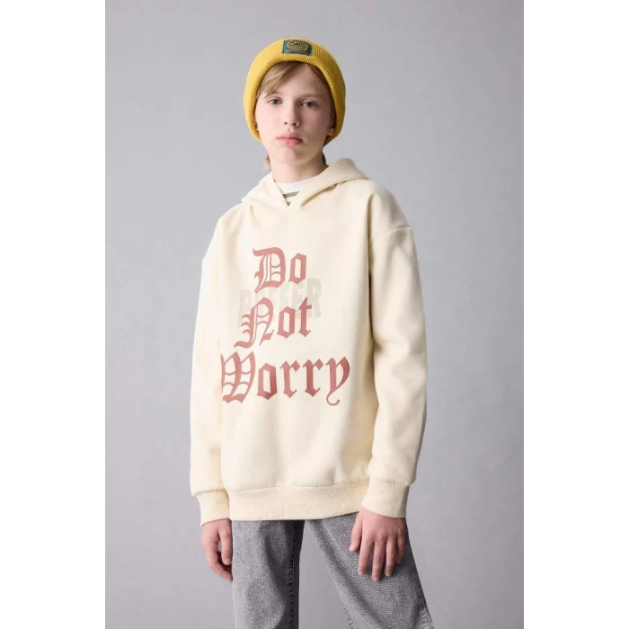 D1908 Oversize Fit Kapüşonlu Kalın Sweatshirt