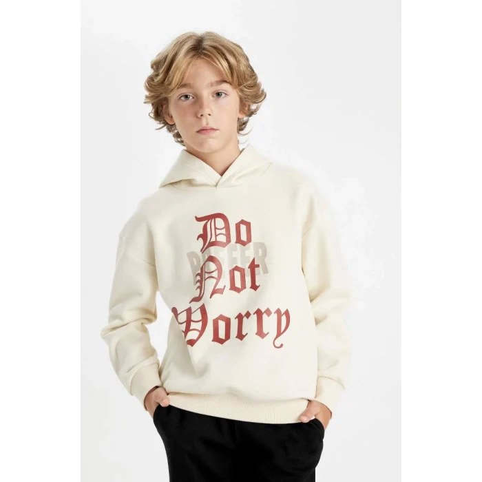 D1908 Oversize Fit Kapüşonlu Kalın Sweatshirt