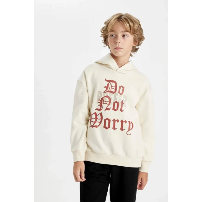 D1908 Oversize Fit Kapüşonlu Kalın Sweatshirt