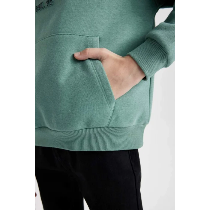 D1909 Oversize Fit Kapüşonlu Cepli Kalın Sweatshirt
