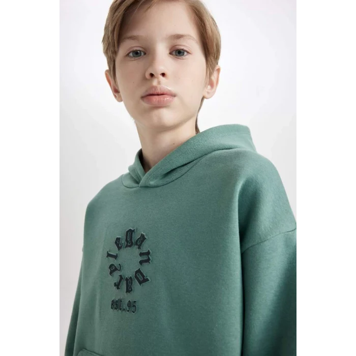 D1909 Oversize Fit Kapüşonlu Cepli Kalın Sweatshirt