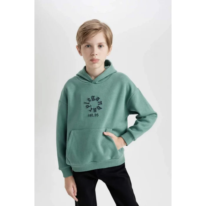 D1909 Oversize Fit Kapüşonlu Cepli Kalın Sweatshirt