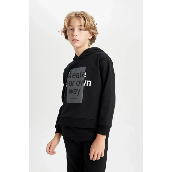 D2034 Baskılı Sweatshirt Eşofman Altı 2li Takım