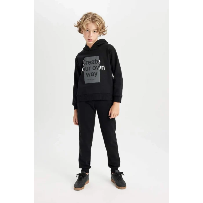 D2034 Baskılı Sweatshirt Eşofman Altı 2li Takım