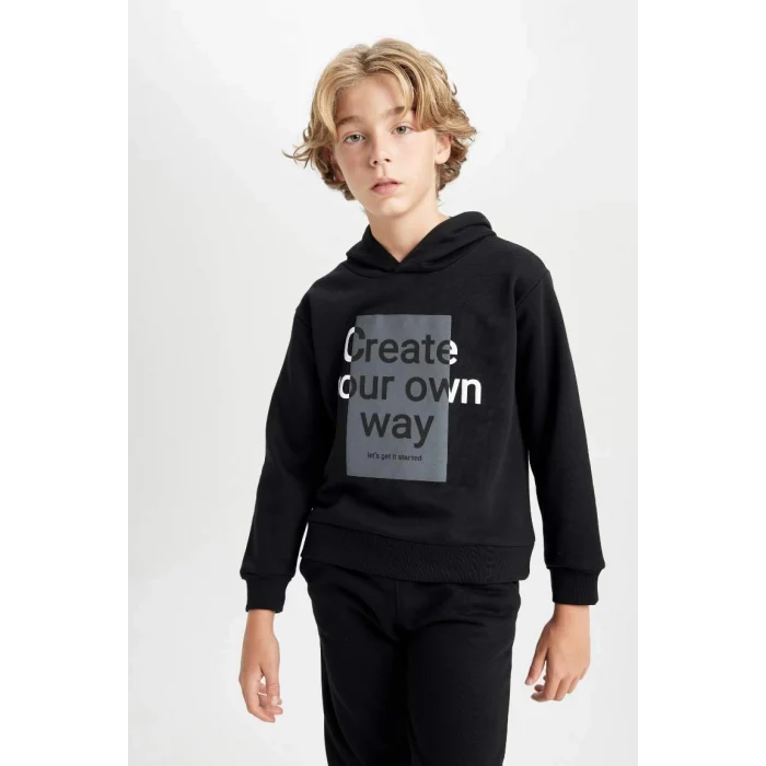 D2034 Baskılı Sweatshirt Eşofman Altı 2li Takım