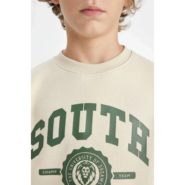 D2039 Baskılı Sweatshirt Eşofman Altı 2li Takım