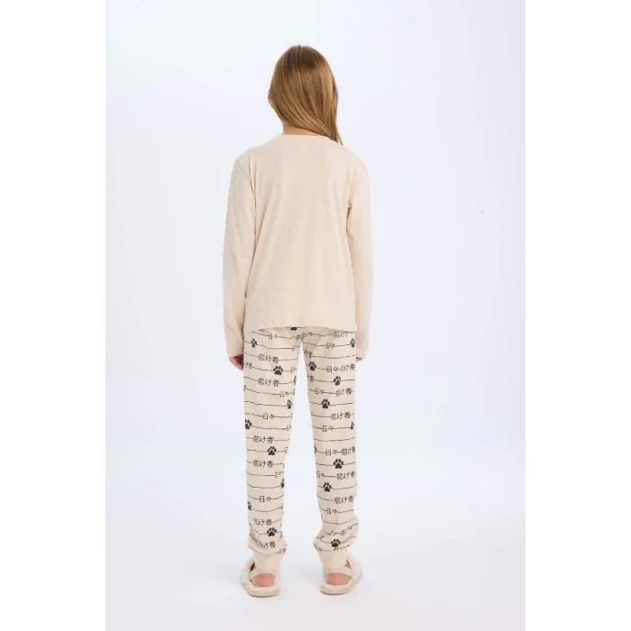 D2118 Uzun Kollu Baskılı Pijama Takımı