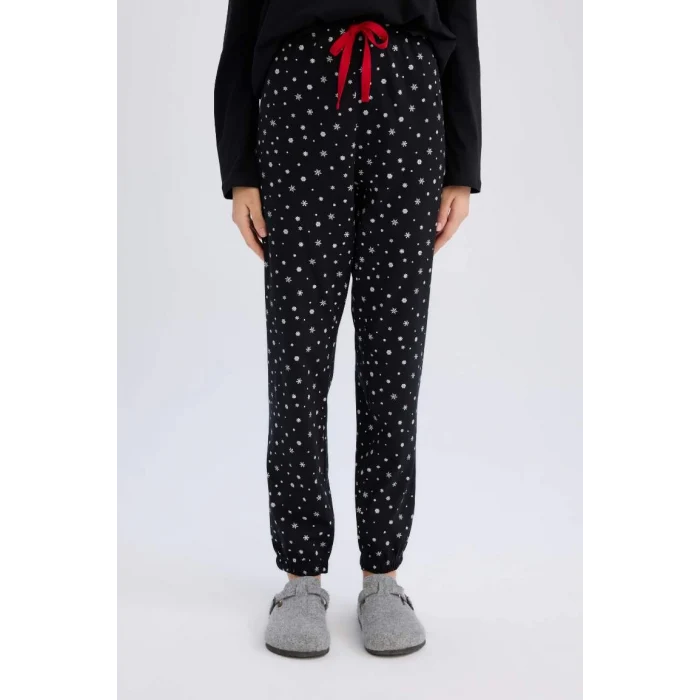 D2299 Fall in Love Garfield Yılbaşı Temalı Uzun Kollu Üst Esnek Belli Alt Pijama Takımı