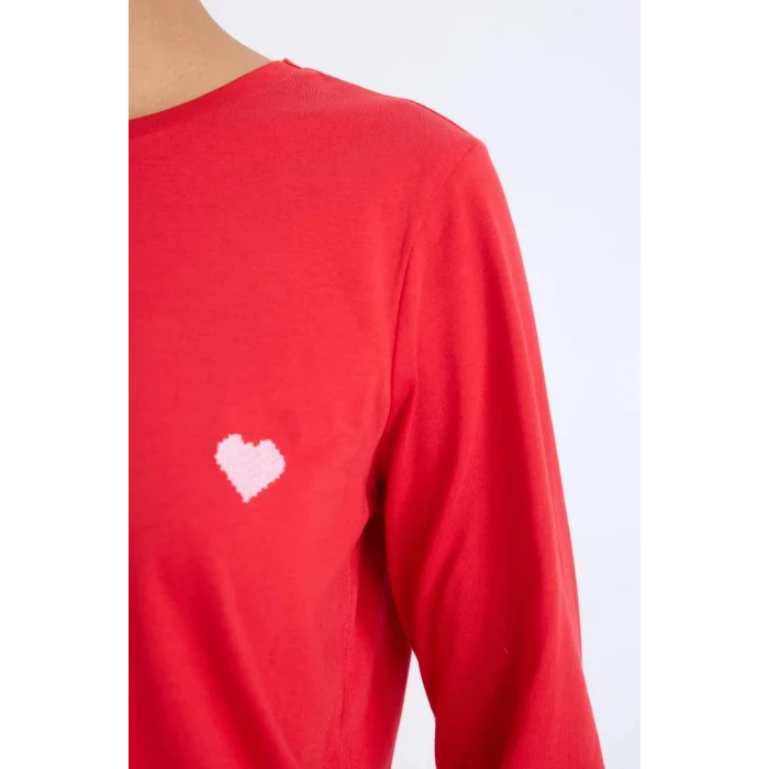 D2303 Fall in Love Regular Fit Uzun Kollu Üst Kareli Uzun Alt Pijama Takımı