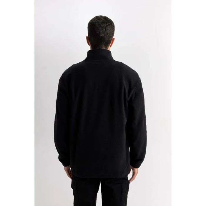 D2348 Relax Fit Dik Yaka Fermuarlı Polar Sweatshirt