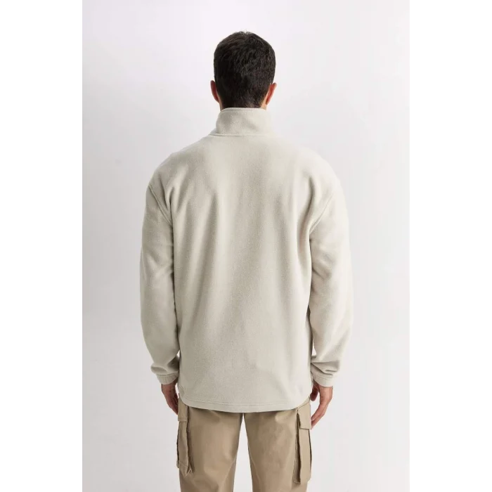 D2348 Relax Fit Dik Yaka Fermuarlı Polar Sweatshirt