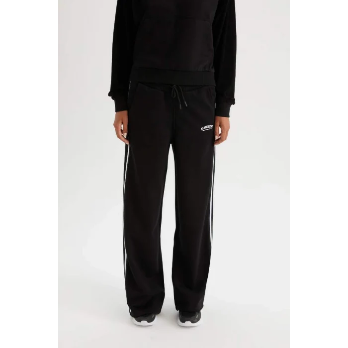 D2360 DeFactoFit Wide Leg Geniş Paça NBA Miami Heat Cepli Standart Boy Kalın Kumaş Eşofman Altı