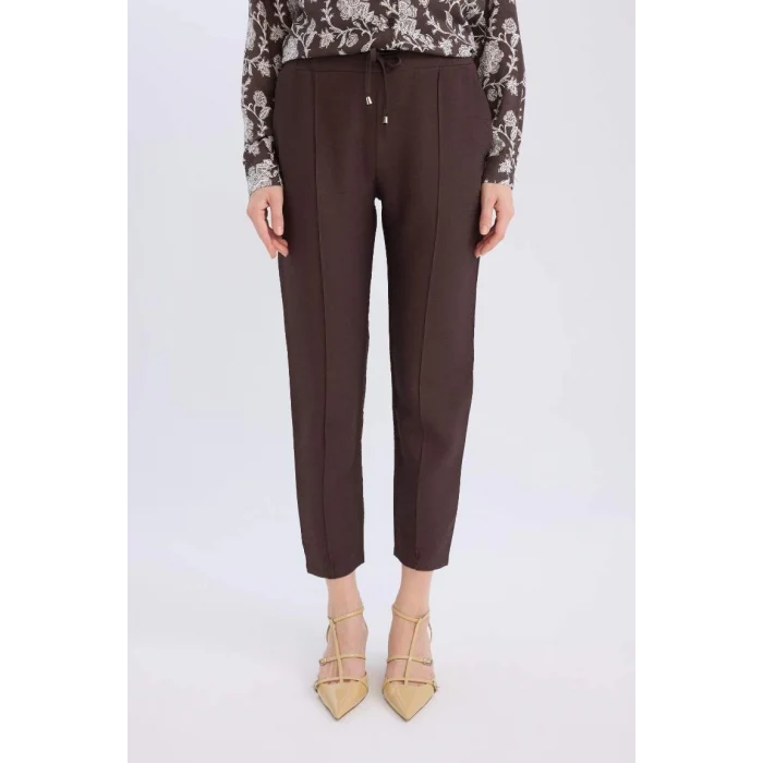 D2573 Jogger Lastikli Bel Bağcıklı Basic Düz Paça Pantolon