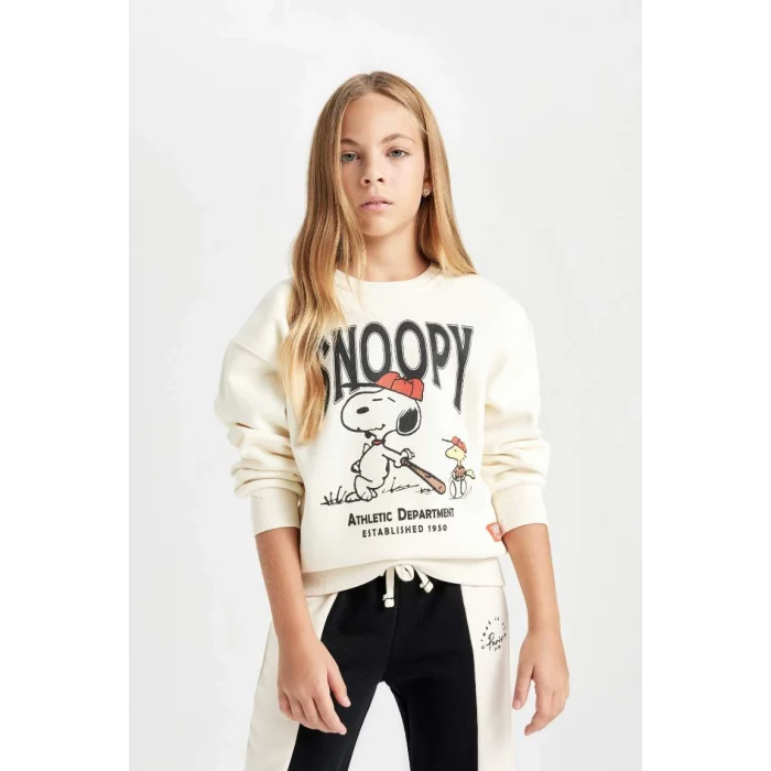 D2824 Snoopy Oversize Fit Bisiklet Yaka Sweatshirt