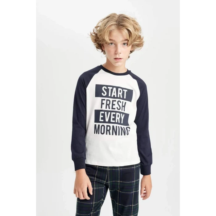 D2840 Baskılı Uzun Kollu Pijama Takımı