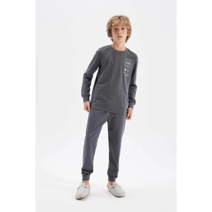D2841 Baskılı Uzun Kollu Pijama Takımı