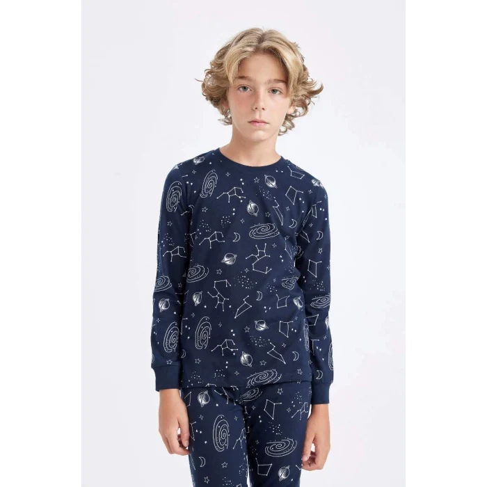 D2897 Desenli Uzun Kollu Pijama Takımı