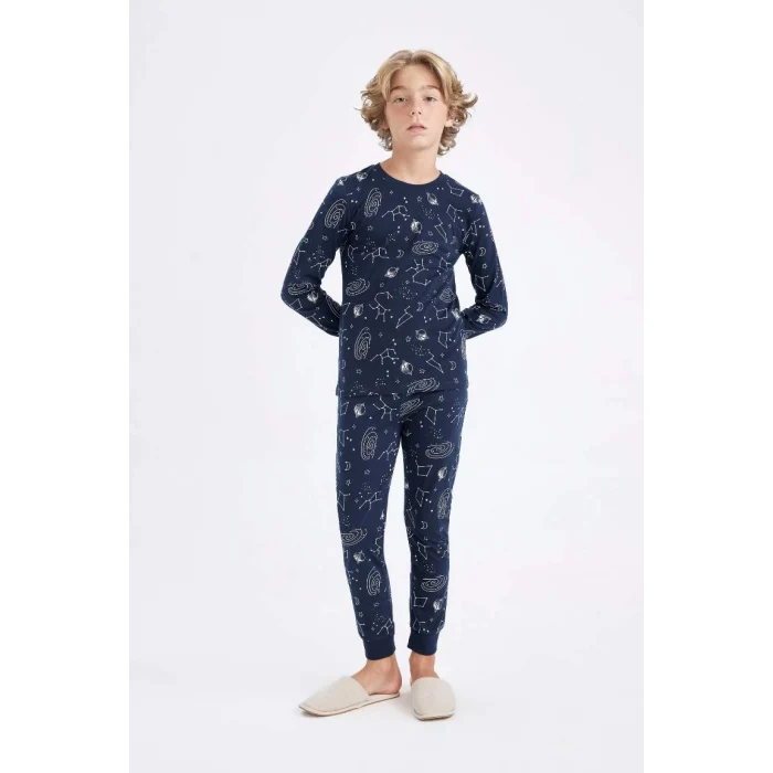 D2897 Desenli Uzun Kollu Pijama Takımı