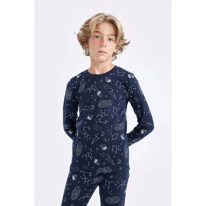D2897 Desenli Uzun Kollu Pijama Takımı