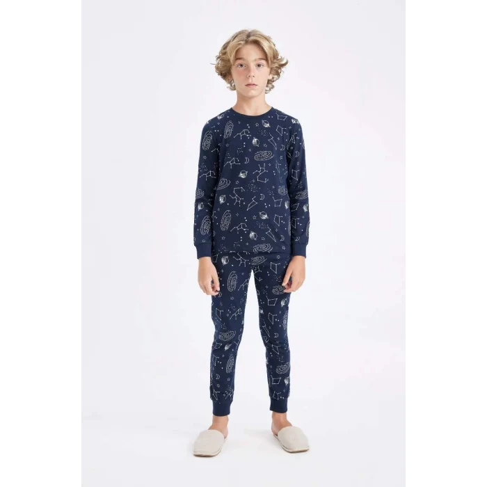 D2897 Desenli Uzun Kollu Pijama Takımı