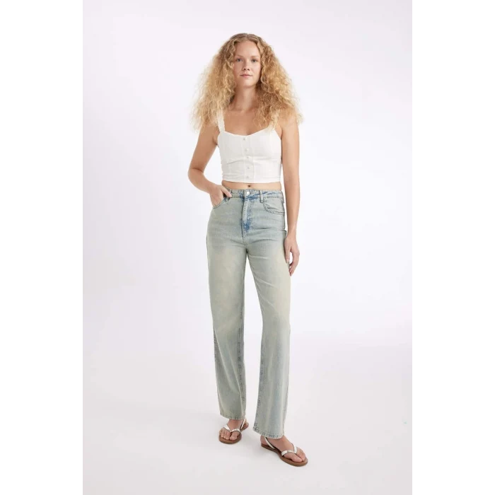 D2961 90s Wide Leg Jean Yıkamalı Pantolon