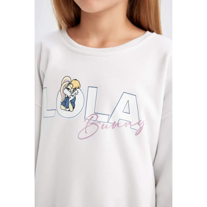 D2985 Looney Tunes Baskılı Relax Fit Bisiklet Yaka Sweatshirt
